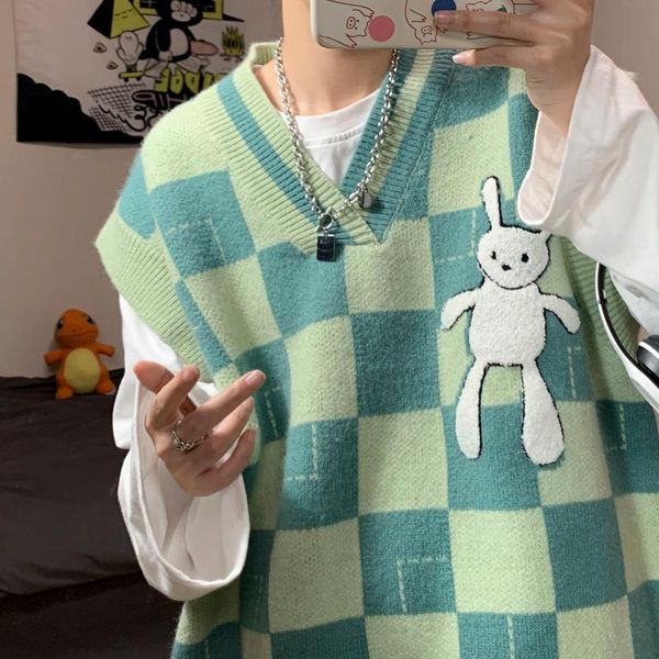 men's vests 2021 winter v-neck pullover cartoon sleeveless wool sweaters vest loose plaid printing coats black/green/blue knitting, Black;white
men's vests 2021 winter v-neck pullover cartoon sleeveless wool sweaters vest loose plaid printing coats black/green/blue knitting, Black;white
