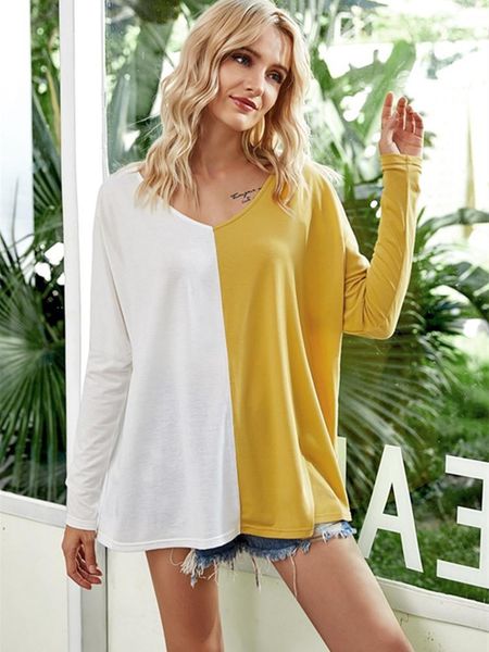 women's t-shirt spring autumn women loose patchwork color harajuku tshirt long sleeve v-neck t-shirts ulzzang casual t shirt woman tsh, White
women's t-shirt spring autumn women loose patchwork color harajuku tshirt long sleeve v-neck t-shirts ulzzang casual t shirt woman tsh, White