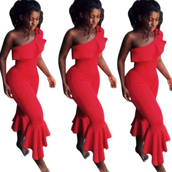women's jumpsuits & rompers ar5122 europe and the united states 2021 clothing solid color ruffled shoulder slim jumpsuit cropped pants, Black;white
women's jumpsuits & rompers ar5122 europe and the united states 2021 clothing solid color ruffled shoulder slim jumpsuit cropped pants, Black;white