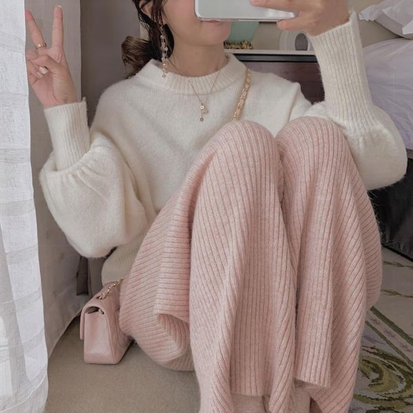 women's pants & capris fashion autumn winter knit women high waist soft wide leg vintage plus size long trousers female pantalon femme, Black;white
women's pants & capris fashion autumn winter knit women high waist soft wide leg vintage plus size long trousers female pantalon femme, Black;white