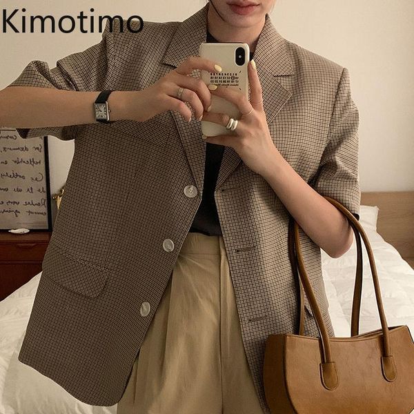 women's suits & blazers kimotimo plaid short-sleeved women korean chic vintage notched collar temperament jacket summer loose all-match, White;black
women's suits & blazers kimotimo plaid short-sleeved women korean chic vintage notched collar temperament jacket summer loose all-match, White;black