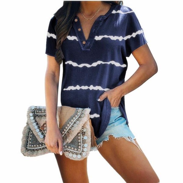 women's t-shirt 2021 european and american clothing striped printed batwing sleeve v-neck button short, White
women's t-shirt 2021 european and american clothing striped printed batwing sleeve v-neck button short, White