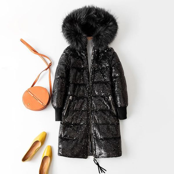 women's down & parkas coat women winter thick warm 90% white duck jacket female real raccoon fur trim hood fashion long design npi 8102, Black
women's down & parkas coat women winter thick warm 90% white duck jacket female real raccoon fur trim hood fashion long design npi 8102, Black