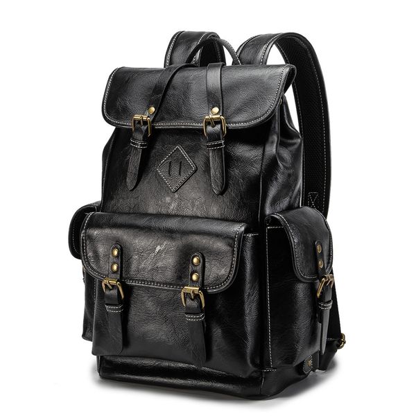 bag backpack korean men's outdoor travel computer pu leather fashion trend college student schoolbag, Black;red
bag backpack korean men's outdoor travel computer pu leather fashion trend college student schoolbag, Black;red