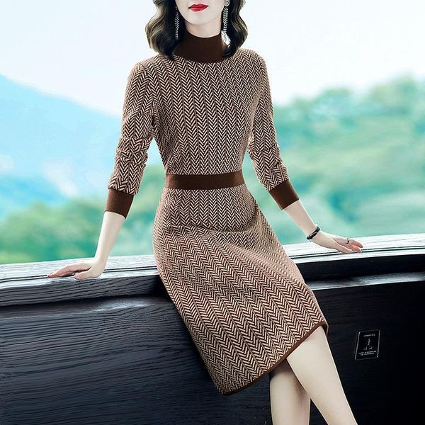 casual dresses plus size knitted sweater dress autumn long sleeve elegant warm winter stand collar for women 2021 y278, Black;gray
casual dresses plus size knitted sweater dress autumn long sleeve elegant warm winter stand collar for women 2021 y278, Black;gray