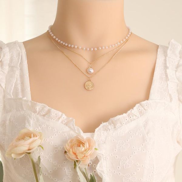 pendant necklaces lats 2021 fashion multi-layer pearl choker necklace for women cute chain coin portrait jewelry girl gift, Silver
pendant necklaces lats 2021 fashion multi-layer pearl choker necklace for women cute chain coin portrait jewelry girl gift, Silver