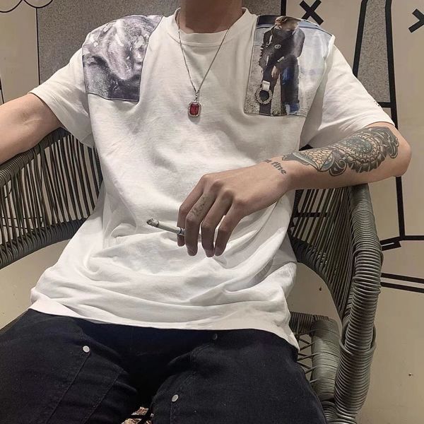men and women raf simons 20ss tee joint celebrity p embroidery patch punk pioneer round neck short sleeve black and white t-shirts, White;black
men and women raf simons 20ss tee joint celebrity p embroidery patch punk pioneer round neck short sleeve black and white t-shirts, White;black