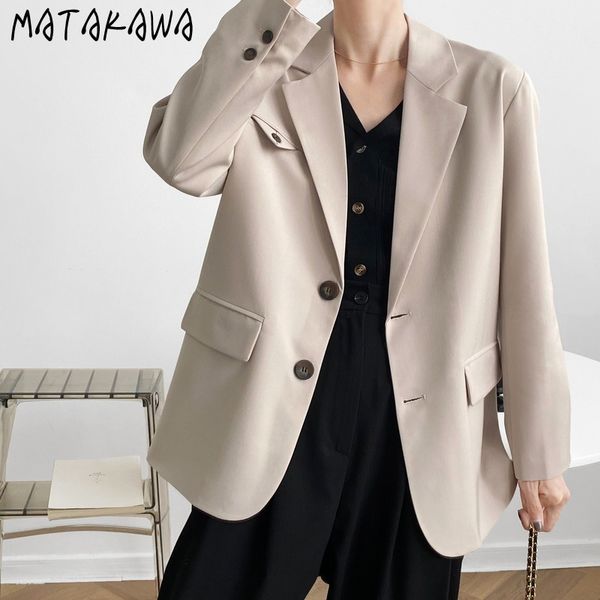 matakawa single-breasted small suit blazer women autumn korean fashion loose coats temperament women blazers 210513, White;black
matakawa single-breasted small suit blazer women autumn korean fashion loose coats temperament women blazers 210513, White;black