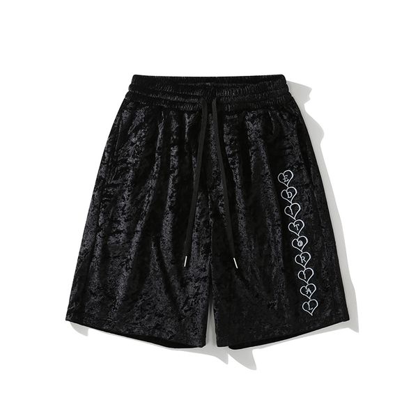 men's shorts lover pattern embrodiery casual veet shorts for man and woman straight cord oversize loose with five stitches pants, White;black
men's shorts lover pattern embrodiery casual veet shorts for man and woman straight cord oversize loose with five stitches pants, White;black