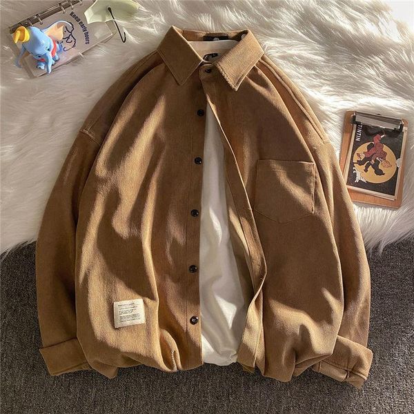 women's jackets corduroy shirt coat long sleeve loose japanese retro oversized 2021 autumn thickened warm women, Black;brown
women's jackets corduroy shirt coat long sleeve loose japanese retro oversized 2021 autumn thickened warm women, Black;brown