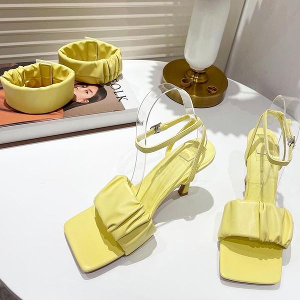 pleated ankle straps sandals women heels square toe female diy summer shoes fashion dress novelty style brand 2021, Black
pleated ankle straps sandals women heels square toe female diy summer shoes fashion dress novelty style brand 2021, Black