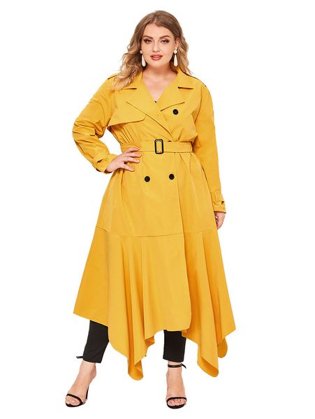 Long Fashion Trench Coat 2021 Autumn Large Size Solid Color Long Windbreaker Double Breasted Irregular Swing Women's Coat, Yellow
Long Fashion Trench Coat 2021 Autumn Large Size Solid Color Long Windbreaker Double Breasted Irregular Swing Women's Coat, Yellow