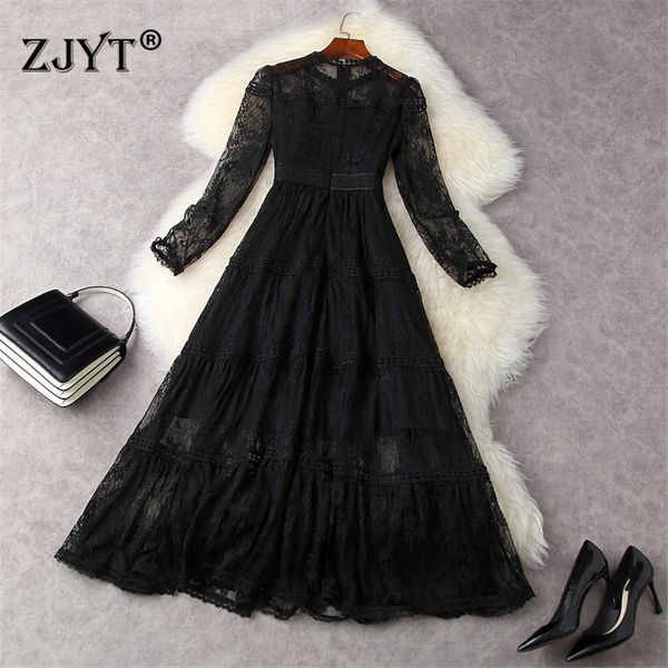 female spring runway hollow fashion black dress elegant lace celebrity party robe dresses, Black;gray
female spring runway hollow fashion black dress elegant lace celebrity party robe dresses, Black;gray