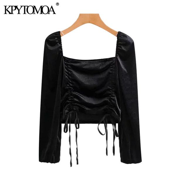 women fashion drawstring tied velvet cropped blouses vintage sqaure collar long sleeve female shirts chic 210416, White
women fashion drawstring tied velvet cropped blouses vintage sqaure collar long sleeve female shirts chic 210416, White