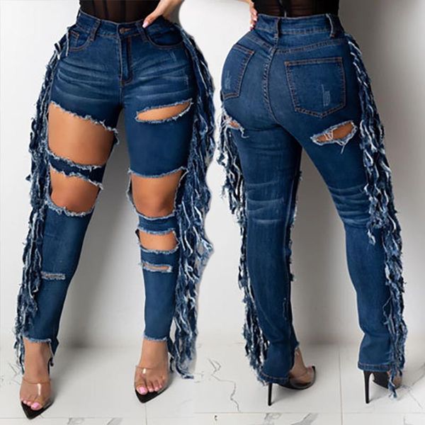 women's jeans streetwear big hole ripped woman pencil pants distressed high waist skinny denim trousers push up tassel boyfriend, Blue
women's jeans streetwear big hole ripped woman pencil pants distressed high waist skinny denim trousers push up tassel boyfriend, Blue