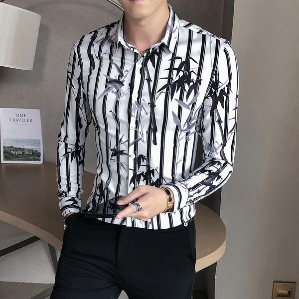 autumn winter bamboo print shirt men fashion 2021 long sleeve striped shirts slim fit casual blouse clothing white/black men's
autumn winter bamboo print shirt men fashion 2021 long sleeve striped shirts slim fit casual blouse clothing white/black men's