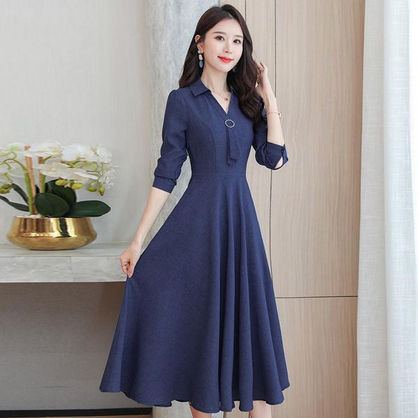 casual dresses 2021 autumn dress long-sleeved medium-length a-line office ladies elegant fashion cotton and linen vestidos, Black;gray
casual dresses 2021 autumn dress long-sleeved medium-length a-line office ladies elegant fashion cotton and linen vestidos, Black;gray