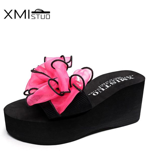 slippers xmistuo large size stretch fabric non-slip open toe with bow sandals home 7cm high heels beach wedges, Black
slippers xmistuo large size stretch fabric non-slip open toe with bow sandals home 7cm high heels beach wedges, Black