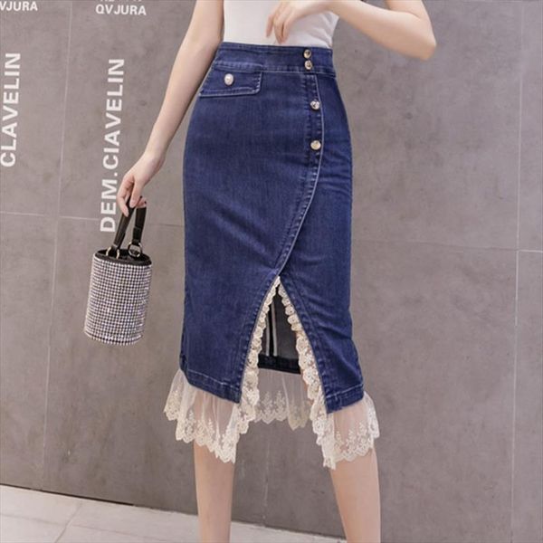 arrivals denim high waist office women skirt single breasted lace patchwork hip pencil for, Black
arrivals denim high waist office women skirt single breasted lace patchwork hip pencil for, Black