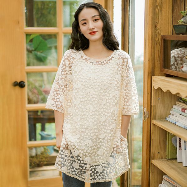 johnature women lace t-shirts hollow out sweet casual clothes summer o-neck half sleeve embroidery floral tshirts 210521, White
johnature women lace t-shirts hollow out sweet casual clothes summer o-neck half sleeve embroidery floral tshirts 210521, White