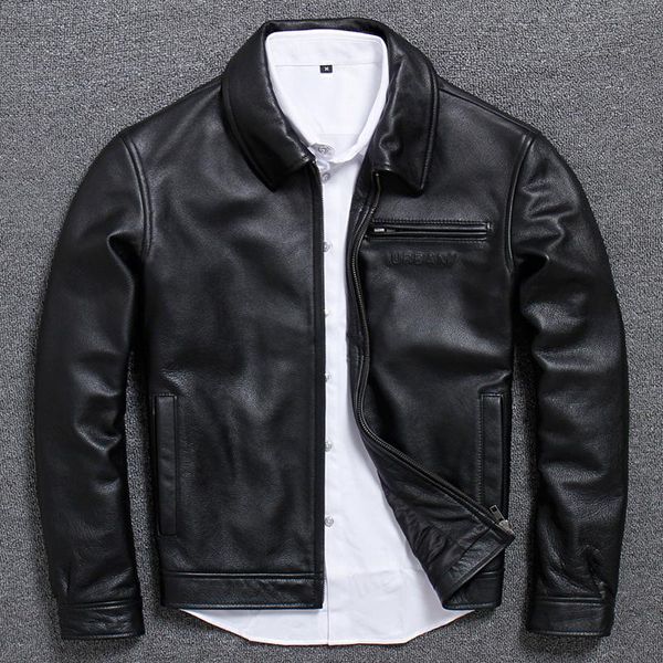men's leather & faux jacket genuine coat short cowhide casual real men clothes 2021 chaqueta cuero hombre 15005, Black
men's leather & faux jacket genuine coat short cowhide casual real men clothes 2021 chaqueta cuero hombre 15005, Black