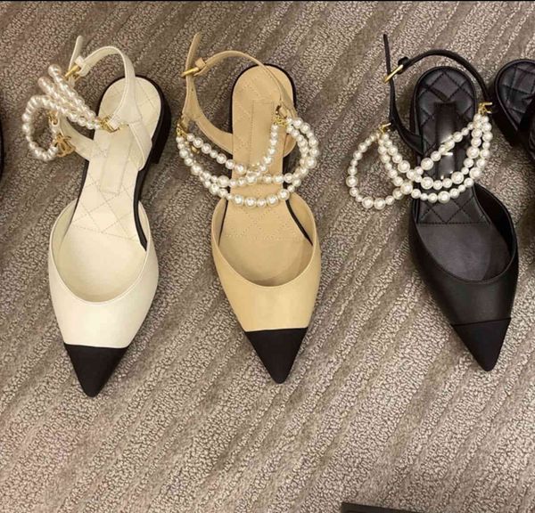 pearl chain sandals new color matching pointed flat bottom french ladies shoes leather high heels, Black
pearl chain sandals new color matching pointed flat bottom french ladies shoes leather high heels, Black