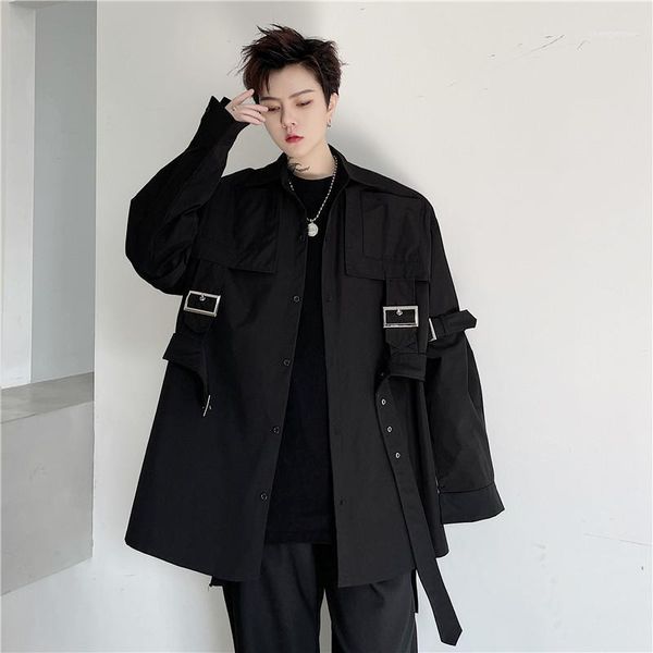 spring autumn fashion streetwear hip-hop men's dark black white overalls long sleeve shirt bandage camisa masculina dress shirts, White;black
spring autumn fashion streetwear hip-hop men's dark black white overalls long sleeve shirt bandage camisa masculina dress shirts, White;black