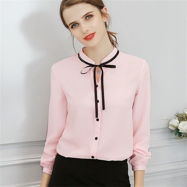 women blouses autumn office ladies chiffon blouse long sleeve bow slim white shirt bodycon work shirts blusas mujer 210401
women blouses autumn office ladies chiffon blouse long sleeve bow slim white shirt bodycon work shirts blusas mujer 210401