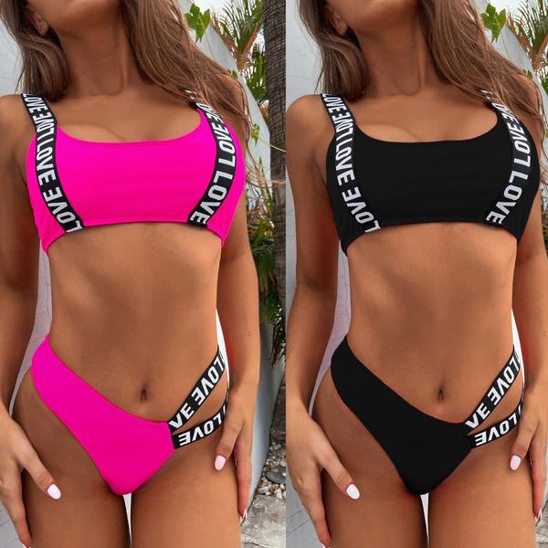 women's swimwear high waist bikini 2021 letter women push up swimsuit printed biquini summer swim beachwear, White;black
women's swimwear high waist bikini 2021 letter women push up swimsuit printed biquini summer swim beachwear, White;black