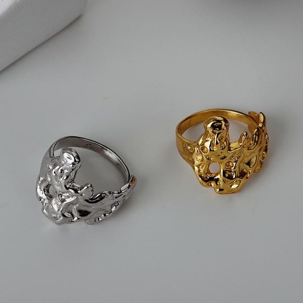 cluster rings celi french style s925 sterling silver irregular shaped hammer pattern ring female opening printed index finger, Golden;silver
cluster rings celi french style s925 sterling silver irregular shaped hammer pattern ring female opening printed index finger, Golden;silver