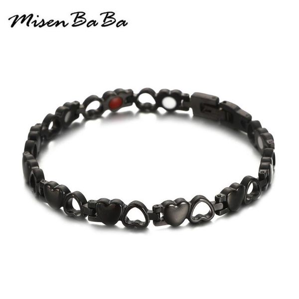 link, chain desgin heart shape health magnetic bracelet for women men stainless steel bracelets with germanium, Black
link, chain desgin heart shape health magnetic bracelet for women men stainless steel bracelets with germanium, Black