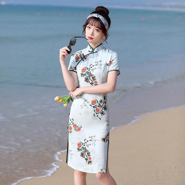 ethnic clothing summer flower printed satin daily cheongsam traditional chinese women short sleeve mandarin collar dress qipao, Red
ethnic clothing summer flower printed satin daily cheongsam traditional chinese women short sleeve mandarin collar dress qipao, Red