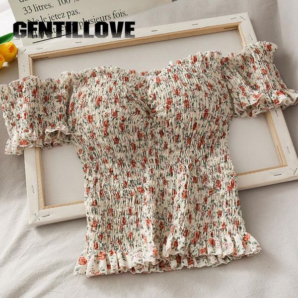 women's blouses & shirts off shoulder ruched women blouse flower printing ruffles elegant slash neck slim cropped casual boho chic, White
women's blouses & shirts off shoulder ruched women blouse flower printing ruffles elegant slash neck slim cropped casual boho chic, White