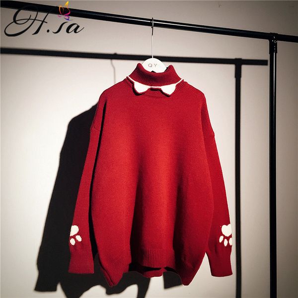 h.sa winter long pullovers women casual oversized korean cute pow sweater women's turtleneck pull jumper 210417, White;black
h.sa winter long pullovers women casual oversized korean cute pow sweater women's turtleneck pull jumper 210417, White;black