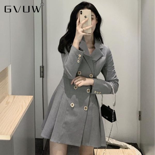 women's suits & blazers gvuw 2021 french hepburn grey v-neck long sleeve suit pleated skirt medium length blazer dress spring and autum, White;black
women's suits & blazers gvuw 2021 french hepburn grey v-neck long sleeve suit pleated skirt medium length blazer dress spring and autum, White;black