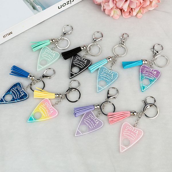 ouija planchette glitter resin charm keychain ouija keyring with tassel ouija board keyring handbag charms for woman, Silver
ouija planchette glitter resin charm keychain ouija keyring with tassel ouija board keyring handbag charms for woman, Silver