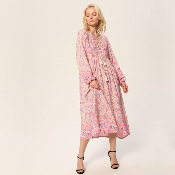 vintage v-neck long sleeve high waist tassel summer dress for women clothes pink cotton tunic boho print maxi dresses a610 210416, White;black
vintage v-neck long sleeve high waist tassel summer dress for women clothes pink cotton tunic boho print maxi dresses a610 210416, White;black