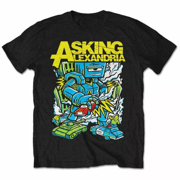 asking alexandria killer robot licensed men t-shirt, White;black