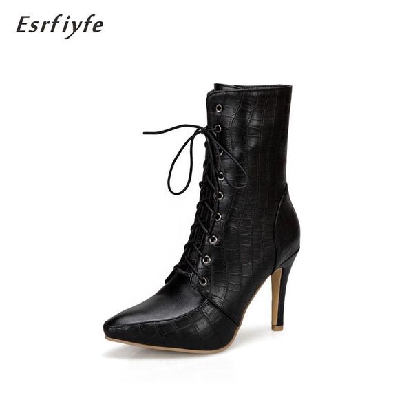 boots esrfiyfe women ankle pointed toe high heel shoes female stiletto stone grain soft leahter, Black
boots esrfiyfe women ankle pointed toe high heel shoes female stiletto stone grain soft leahter, Black