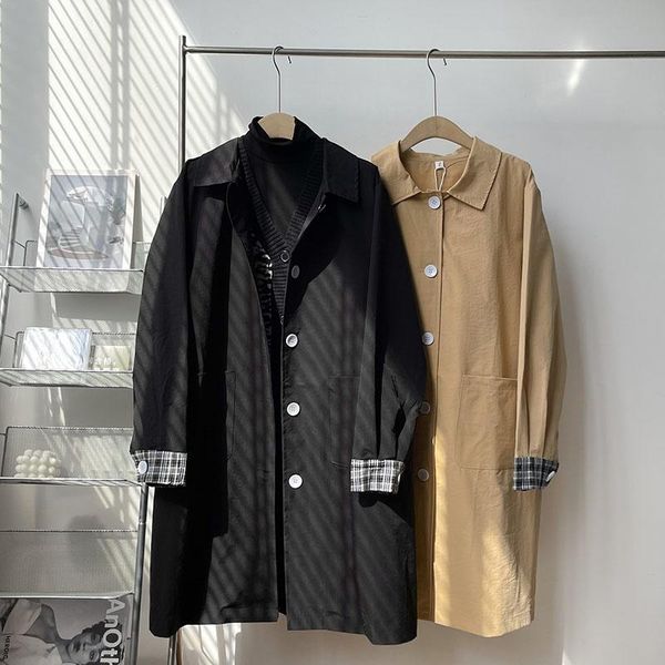 women's trench coats splicing fashion long women harajuku style turn-down collar windbreaker femme black khaki korean, Tan;black
women's trench coats splicing fashion long women harajuku style turn-down collar windbreaker femme black khaki korean, Tan;black