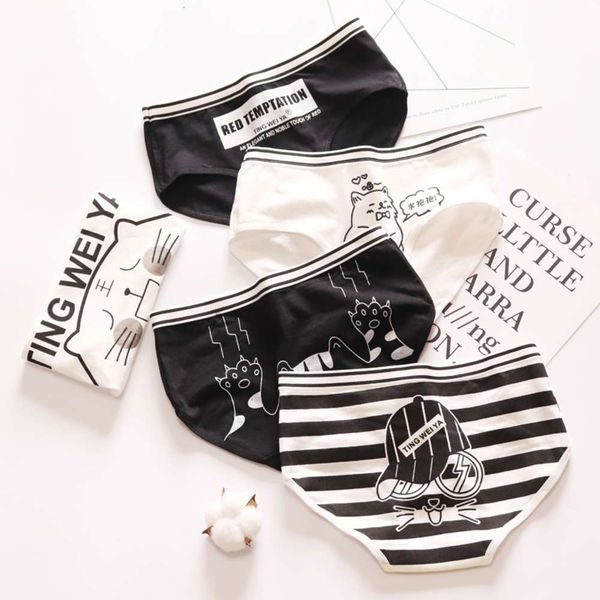 simple black white cartoon cat cute girls underwear women mid waist cotton seamless sanitary panties soft vogue briefs
simple black white cartoon cat cute girls underwear women mid waist cotton seamless sanitary panties soft vogue briefs