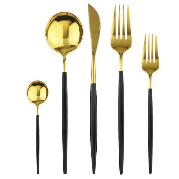 dinnerware sets 4set/6set/10set black gold cutlery set knife fork spoon 304 stainless steel flatware mirror tableware
dinnerware sets 4set/6set/10set black gold cutlery set knife fork spoon 304 stainless steel flatware mirror tableware