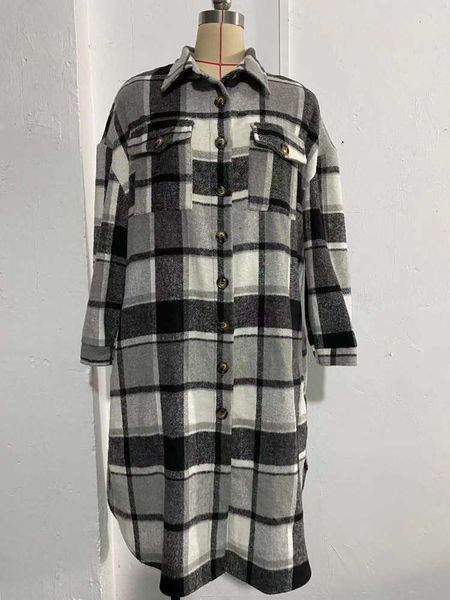 autumn and winter long women's windbreaker fashion gradient plaid lapel sleeve tweed coat, Black;brown
autumn and winter long women's windbreaker fashion gradient plaid lapel sleeve tweed coat, Black;brown