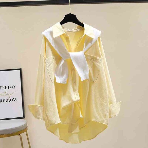 matakawa two-piece set shawl blusas spring turn-down collar shirt korean loose yellow women blouses casual long-sleeved 210513, White
matakawa two-piece set shawl blusas spring turn-down collar shirt korean loose yellow women blouses casual long-sleeved 210513, White