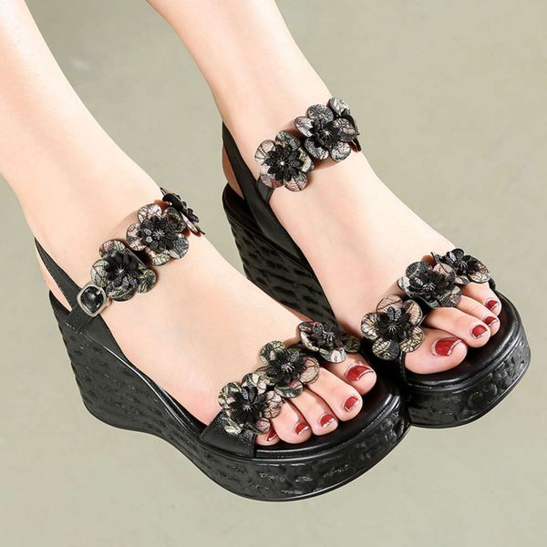 concubine beauty leather high-heeled sandals slope heel flower fish mouth open toe thick soled waterproof platform national women's sho, Black
concubine beauty leather high-heeled sandals slope heel flower fish mouth open toe thick soled waterproof platform national women's sho, Black