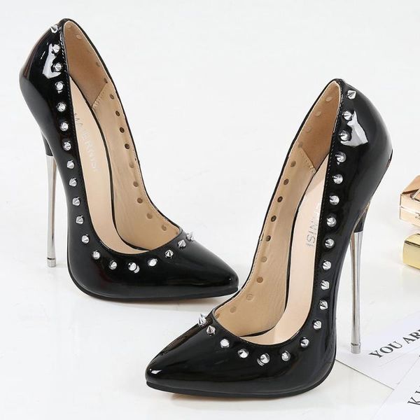 dress shoes women high heels 16cm rivet patent leather lady pumps stiletto heel show model female size 46 party woman, Black
dress shoes women high heels 16cm rivet patent leather lady pumps stiletto heel show model female size 46 party woman, Black