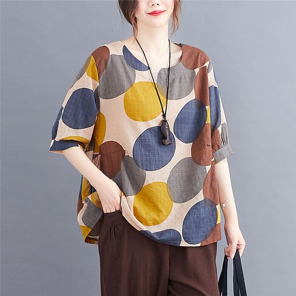 women's t-shirt summer arts style women loose o-neck t-shirt polka dot print cotton linen tee shirt femme vintage big size m0, White
women's t-shirt summer arts style women loose o-neck t-shirt polka dot print cotton linen tee shirt femme vintage big size m0, White