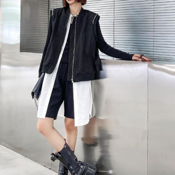 women's vests xuxi women sleeveless coat camisole streetwear fashion stitching fake two loose thin waistcoats vest spring autumn 2021 e, Black;white
women's vests xuxi women sleeveless coat camisole streetwear fashion stitching fake two loose thin waistcoats vest spring autumn 2021 e, Black;white
