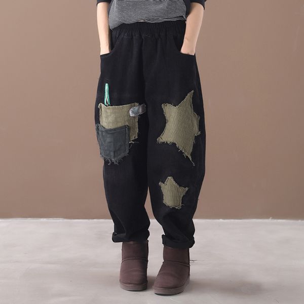 qpfjqd women star embroidery jeans winter velvet warm loose denim pants new cotton fleece elastic waist patchwork trousers black, Blue
qpfjqd women star embroidery jeans winter velvet warm loose denim pants new cotton fleece elastic waist patchwork trousers black, Blue