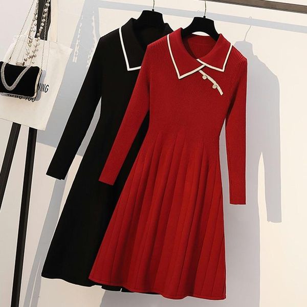 casual dresses knitted dress for women high-end fall winter designer lapel long sleeve a-line elegant sweater, Black;gray
casual dresses knitted dress for women high-end fall winter designer lapel long sleeve a-line elegant sweater, Black;gray